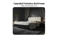 Curved Headboard Bed Vintage design Bedroom Furniture French Inspired Bedstead for duos, Homeowners, Guest Room, Apartment