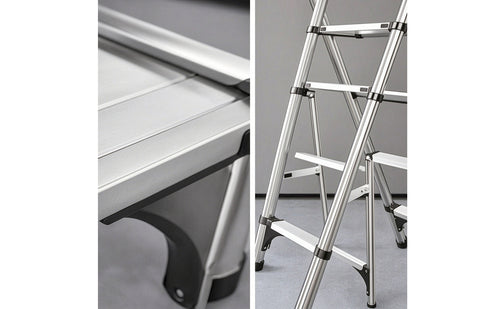 Anti-Slip Double-Sided Step Ladder Space-Saving Step Ladder with Handrail Stable Sturdy for DIYers, Home, Garage