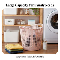 Lidded Wovenand design Basket Imitation Rattan Weave Laundry Hamper Large Capacity
