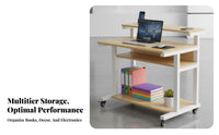 Space-Saving Mobile Computer Stand Minimalist design Rolling Laptop Cart space-efficient Design Portable Workstation Sturdy Frame for Small Apartment Dwellers, Remote Workers, Students, Bedroom, Home Office, Dorm Room