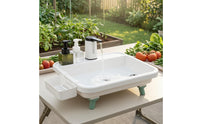 Electric Portable Sink with Pump Rechargeable Camping Sink with Faucet Compact Wash Basin Raised for Campers, RV Owners, Gardeners, Outdoor Activities, Garden