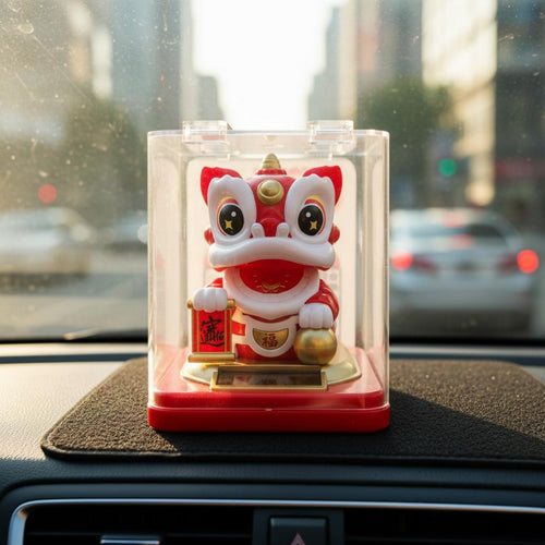 Nodding Head Lion Car Ornament Comes with Dust Cover for Office Desk, Home