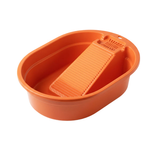 Ribbed Washboard Basin Low-Height Hand Wash Tub Hanging Hole