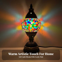 African Table Lamp Romantic Atmosphere African Stained Glass Vintage Influenced Bohemian Design Night Lamp for Bedroom, Living Room