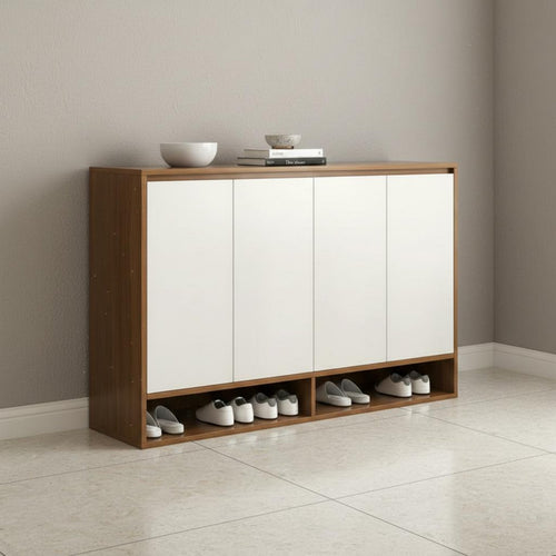 Shoe Storage Cabinet Large Capacity Shoe Organizer Entryway Cabinet Space-saving Furniture with Wood Grain Finish Suitable for Families Adults Hallway Balcony Mudroom