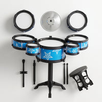 Kids' 5-Piece Drum Set with Stool and Guitar, Educational Jazz Drum Kit Toy for Toddlers