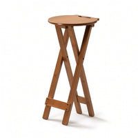 Folding Stool with Handle Foldable Stool with X-Pattern Leg Design Space-Saving Portable Seat for Guests, Small Apartments, Kitchen, Bar