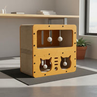 2 Levels Cat House Large Space Cardboard Cat Scratcher Cave Cozy Comfortable for Multiple Cats