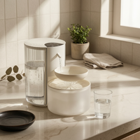 Clean Water Separator Dispenser Two Reservoir Design Wireless Feline Dispenser