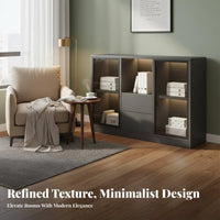 Glass Door Office Sideboard Multiple Compartments Filing Cabinet Adjustable Shelves Minimalist and Design for Reception Area