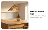 Beige Paper Rope Lampshade | Rustic, Bohemian, E27 Pendant Light Shade, for Bedroom