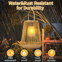 Solar-Powered Rattan Lantern for Garden, Waterproof, Hanging or Tabletop, Vintage Style