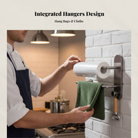 No-Drill Cabinet Paper Towel Rack, Multi-Rod Wall Hanging Organizer, Storage for Cling Film, Towels, Napkins