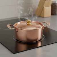 Small Copper Pot European Style Copper Stockpot with Lid Craftsmanship Cookware for Dining Table