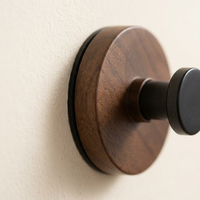 Wooden Suction Cup Hook, Suction Hook Wood, Walnut Wood Grain Knob Hook, Heavy Duty Suction Cup Hook for Kitchen, Renter Organizer