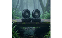 4 Pieces RC Crawler Tire with Beadlock Rim off-Road Beadlock Wheels RC Wheel and Tire Assembly Deep Groove for Hobbyists