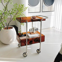 3-Tier Rolling Shelf Multi-Functional 3-Tier Rolling Cart Rustproof for Bathroom