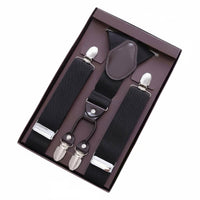 4 Clips Suspender Gift Boxed Elastic Pant Heavy Duty Clips Trouser Suspender for Men, Formal Events, Weddings
