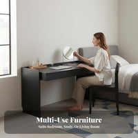Desk with Drawers Minimalist Design Single-Drawer Desk Multi-Functional Sturdy Construction for Home Office Workers, Study Room