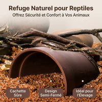 Land Turtle Ceramic Hiding Spot, Natural Breathing Reptile Shelter, for Terrarium, Brown