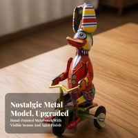 Retro Tinplate Duck with Umbrella Vintage-Style Duck on Tricycle Nostalgic Old-Fashioned for Collectors, Display Shelves, Cafes, Taverns