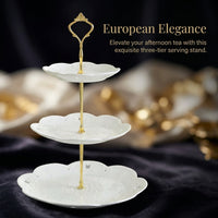Tiered Ceramic Fruit Stand, Silver Crown