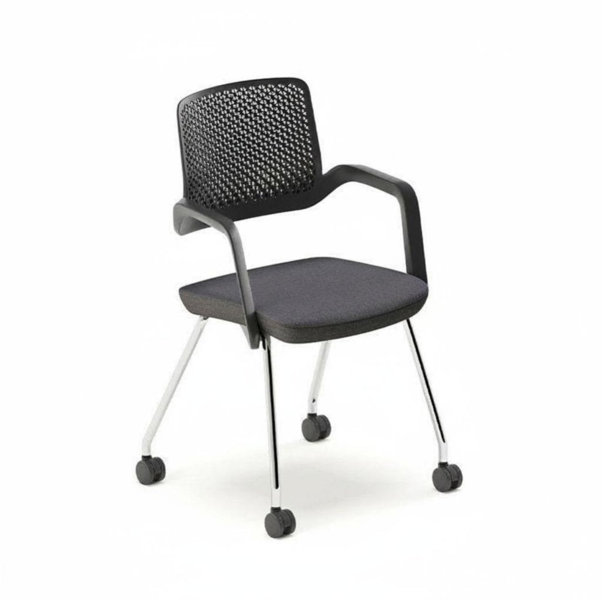 Wheeled Armchair with Perforated Spine Support Breathable Spine Supportrest Wheeled Task Chair Padded Seat High Load Capacity