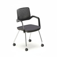 Wheeled Armchair with Perforated Spine Support Breathable Spine Supportrest Wheeled Task Chair Padded Seat High Load Capacity