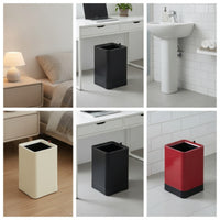 Compact Square Trash Bin Glossy Open Top Waste Bin Space Saving Square Wastebasket Low-Height for Office, Bathroom, Bedroom, Kitchen