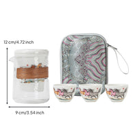 Compact Portable Tea Brewing Set Food-Safe Glaze Gongfu Tea Set Filter Hole for Outdoor, Office
