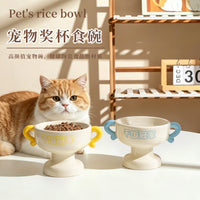 猫碗陶瓷猫食盆增高架保护颈椎防黑下巴狗碗狗盆比熊泰迪粮碗水碗