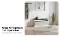 Space-Saving Tip-out Shoe Cabinet Multifunctional Entryway Shoe Bench Cabinet Stable Structure Home Furniture Sturdy Construction for Apartment Dwellers, Homeowners, Families, Mudroom, Living Room, Bedroom, Closet