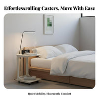 Rolling C-Shaped Table Completely wood Wood Construction C-Shaped Rolling Table