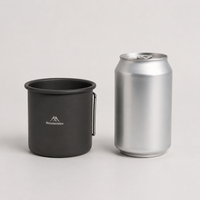 Camping Mug, Aluminum Alloy, 300ml, Direct Fire Compatible, Foldable Handle, Lightweight, Outdoor, Hiking, For Coffee, Soup