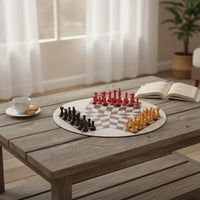 3-Player Chess Set Portable Three-Player Chess Chessboard Beginner-Friendly Sturdy for Families, Travel, Classroom