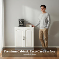 Coffee Bar Cabinet 4 Piece Dining Room Storage Console Freestanding Storage Organizer Kitchen Pantry Cabinet Durable Wood Construction Suitable for Living Room Entryway