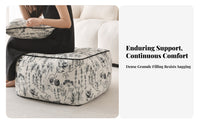 Woven Square Pouf French design Floor seat Black and cream Pattern for Parents