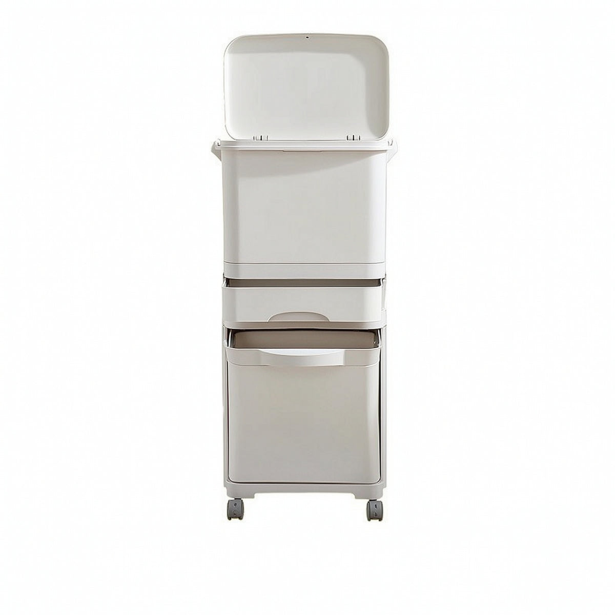 Kitchen Trash Bin with Divider Resin Container Rolling for Home Office