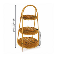 Woven Display Stand Rustic Rattan Style Stand Open-Frame for Kitchen, Homeowners