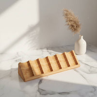 Long-Lasting 6 Slot Essential Oil Display Sturdy Construction 6 Slot Bottle Organizer Smoothly Polished Wooden Essential Oil Rack Space-Saving for Countertop, Desktop, Dresser, Spa