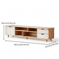 TV Cabinet Northern European TV Stand with Cabinet Doors Wood-Grain Media Console Table for Living Room