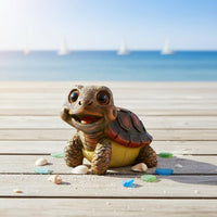 Cute Big-Expressive-Eyed Turtle Statue Whimsical Mini Turtle Garden Statue