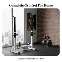 Heavy-Duty Adjustable Squat Rack Non-Slip Feet Multi-Function Bench Press Rack Stable H-Frame Base Split Squat Stand Powder Coated Finish for Men, Weightlifters, Bodybuilders