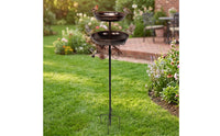 Vintage Metal Bird Bath with Metal Stake Tall Bird Bath with Stake Weatherproof Birdbath Sturdy for Flower Beds, Lawn