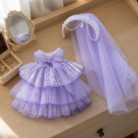 20cm Cotton Doll Purple Gown Outfit - Handmade Original Design