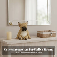 French Canine Statue Realistic Details Resin Dog Sculpture Indoor Outdoor Canine Figurine Puppy Figurine for Living Room, Patio, Bookshelf