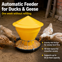 Automatic Chicken Feeder, 50cm Wet Weather Poultry Feeder, 60kg Large Capacity Outdoor Feed Trough for Duck & Goose
