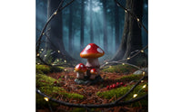 Toadstool Cluster Sculpture Whimsical Design Red Toadstool Garden Statue