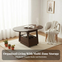 2-Tier Round Rolling Table Movable with casters Mobile Furniture for Small Spaces
