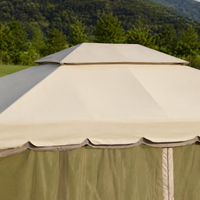 Permanent Pergola, With Curtains, 3m x 4m, Waterproof, Gazebo, Metal Frame, Roman Roof, Outdoor Structure